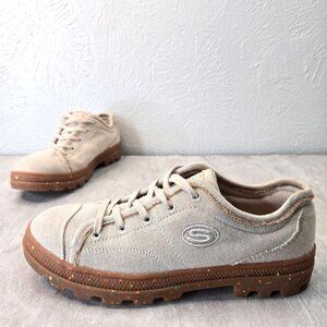 Skechers Roadies Sneakers Tan Canvas Low Top Comfort Sporty Lace Up Shoe Size 10